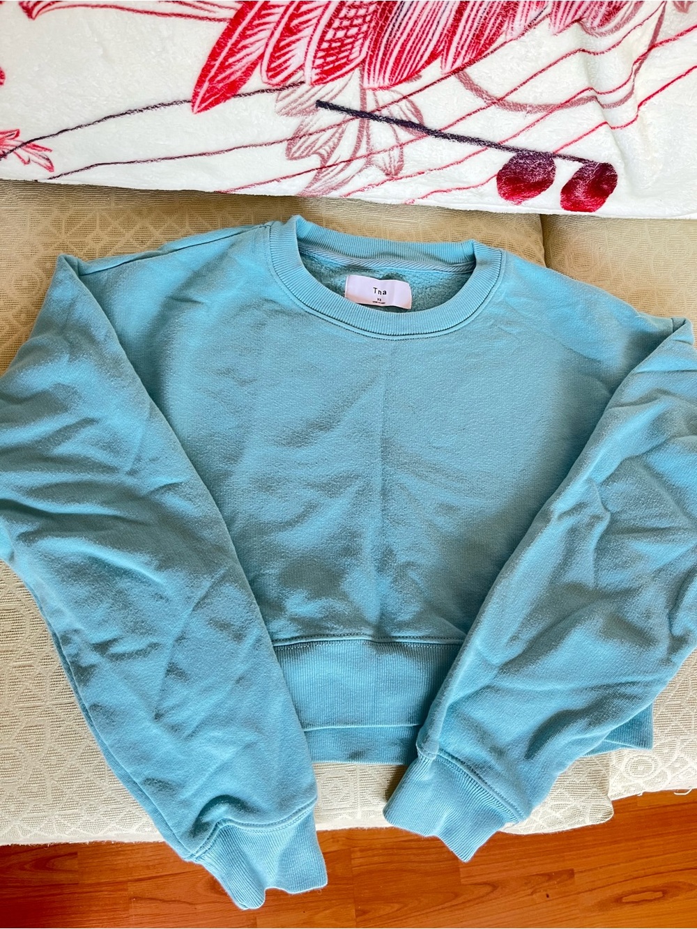 TNA Light Blue Cropped Crewneck Sweatshirt